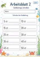 Vorschau - Arbeitsblätter - Geld Klasse 2 | Mathematik Klasse 2 | 7 Arbeitsblätter als PDF - Seite 2