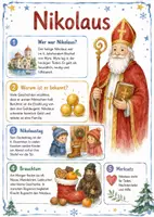 Vorschau - Arbeitsblätter - Lernposter + Arbeitsblätter zum Thema "Nikolaus" + Lösung & Fragen & MP3 + Mindmap + Infografik - Deckblatt