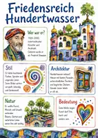 Vorschau - Arbeitsblätter - Lernposter + Arbeitsblatt "Friedensreich Hundertwasser" + Onlineübung & MP3 + Mindmap + Infografik - Deckblatt