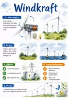 Vorschau - Arbeitsblätter - Lernposter + Arbeitsblatt "Windkraft" + Onlineübung & MP3 + Mindmap + Infografiken - Deckblatt