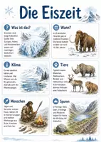 Vorschau - Arbeitsblätter - Lernposter + Arbeitsblätter zum Thema "Eiszeit" + Lösung & MP3 + Mindmap + Infografik - Deckblatt