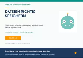 Vorschau - Stundenentwürfe - Dateien richtig speichern | Unterrichtsvorbereitung 45 Minuten | Klasse 5/6 - Deckblatt