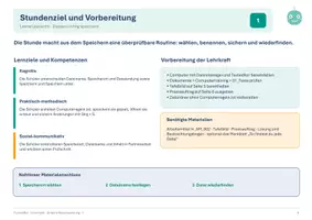 Vorschau - Stundenentwürfe - Dateien richtig speichern | Unterrichtsvorbereitung 45 Minuten | Klasse 5/6 - Seite 1