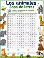 Vorschau - Arbeitsblätter - Los animales – Vocabulario (Übersicht, Suchsel und Arbeitsblatt) - Seite 1