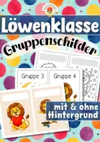 Vorschau - Stationenlernen - Löwenklasse - Gruppenschilder (Klassentier) - Deckblatt