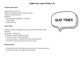 Vorschau - Quiz - English Quiz Show / Grade 7 and 8 - Seite 1