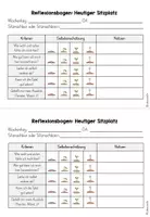 Vorschau - Arbeitsblätter - Reflexionsbogen für eine freie Sitzplatzwahl - Churermodell - Seite 1