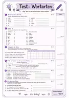 Vorschau - Arbeitsblätter - Test Wortarten mit Lösungen - Deutsch - Seite 1