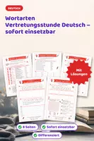Vorschau - Arbeitsblätter - Wortarten Vertretungsstunde Deutsch – sofort einsetzbar - Deckblatt