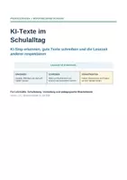 Vorschau - Merkblätter - KI im Schulalltag: KI-Slop erkennen & professionell kommunizieren – Handlungsleitfaden für Lehrkräfte - Seite 1