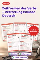 Vorschau - Arbeitsblätter - Zeitformen des Verbs – Vertretungsstunde Deutsch - Deckblatt