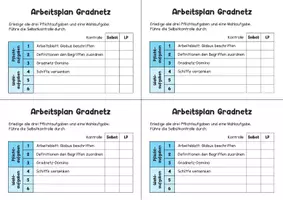 Vorschau - Spiele - Gradnetz – Arbeitsplan für Freiarbeit - Deckblatt