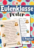 Vorschau - Poster - Eulenklasse - Poster | Klassenraumdekoration (Klassentier) - Deckblatt