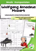 Vorschau - Arbeitsblätter - Wolfgang Amadeus Mozart – Arbeitsblätter & Lesetexte | Klasse 3–4 - Deckblatt