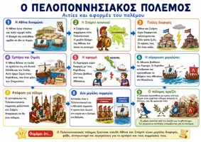 Προεπισκόπηση - Υποστηρικτικό υλικό / Ειδική αγωγή - Σχεδιάγραμμα με εικονογράφηση: Ενότητα 3η (Κλασικά Χρόνια / Ο Πελοποννησιακός Πόλεμος) - Κεφάλαιο 25ο (Αιτίες και αφορμές του πολέμου) - Ιστορία Δ' Δημοτικού - Σελίδα 1