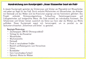 Vorschau - Mal- und Bastelvorlagen - Kunstprojekt Sommer: Unser Klassentier baut ein Floß - Seite 1