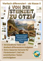 Vorschau - Arbeitsblätter - Steinzeit - vierfach differenziert inkl. unabhängiger Förderversion - Deckblatt