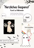 Vorschau - Mal- und Bastelvorlagen - "Herzliches Gespenst" | Kunst zu Halloween (Klasse 1-2) - Deckblatt