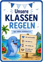 Vorschau - Präsentationen/Tafelbilder - Klassenregeln - Delfinklasse - Klassentier Delfin - Deckblatt
