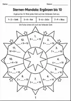 Vorschau - Arbeitsblätter - Zehnerübergang Klasse 1 – Rechenmandalas - Seite 1