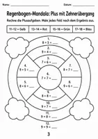 Vorschau - Arbeitsblätter - Zehnerübergang Klasse 1 – Rechenmandalas - Seite 3