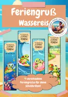 Vorschau - Mal- und Bastelvorlagen - Wassereis | Feriengruß Sommerferien | Schildkrötenklasse 🐢🍦 - Deckblatt