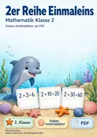 Vorschau - Arbeitsblätter - 2er Reihe Einmaleins | Mathematik Klasse 2 | 7 Arbeitsblätter als PDF - Deckblatt