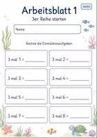 Vorschau - Arbeitsblätter - 3er Reihe Einmaleins | Mathematik Klasse 2 | 7 Arbeitsblätter als PDF - Seite 1