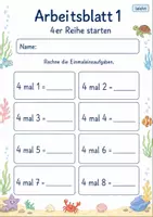 Vorschau - Arbeitsblätter - 4er Reihe Einmaleins | Mathematik Klasse 2 | 7 Arbeitsblätter als PDF - Seite 1