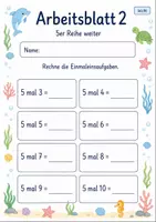 Vorschau - Arbeitsblätter - 5er Reihe Einmaleins | Mathematik Klasse 2 | 7 Arbeitsblätter als PDF - Seite 2