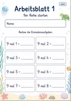 Vorschau - Arbeitsblätter - 9er Reihe Einmaleins | Mathematik Klasse 2 | 7 Arbeitsblätter als PDF - Seite 1