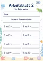 Vorschau - Arbeitsblätter - 9er Reihe Einmaleins | Mathematik Klasse 2 | 7 Arbeitsblätter als PDF - Seite 2