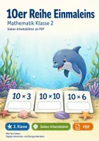 Vorschau - Arbeitsblätter - 10er Reihe Einmaleins | Mathematik Klasse 2 | 7 Arbeitsblätter als PDF - Deckblatt