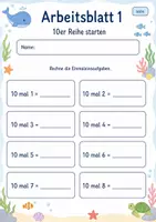 Vorschau - Arbeitsblätter - 10er Reihe Einmaleins | Mathematik Klasse 2 | 7 Arbeitsblätter als PDF - Seite 1