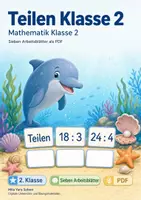 Vorschau - Arbeitsblätter - Teilen Klasse 2 | Mathematik Klasse 2 | 7 Arbeitsblätter als PDF - Deckblatt