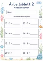 Vorschau - Arbeitsblätter - Teilen Klasse 2 | Mathematik Klasse 2 | 7 Arbeitsblätter als PDF - Seite 2