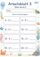 Vorschau - Arbeitsblätter - Teilen Klasse 2 | Mathematik Klasse 2 | 7 Arbeitsblätter als PDF - Seite 3