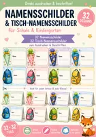 Vorschau - Arbeitsblätter - Namensschilder Einschulung Klasse 1 | 32 Tisch-Namensschilder + 32 Vorlagen - Deckblatt