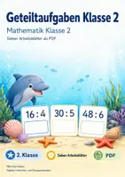 Vorschau - Arbeitsblätter - Geteiltaufgaben Klasse 2 | Mathematik Klasse 2 | 7 Arbeitsblätter als PDF - Deckblatt