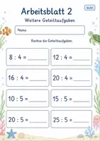 Vorschau - Arbeitsblätter - Geteiltaufgaben Klasse 2 | Mathematik Klasse 2 | 7 Arbeitsblätter als PDF - Seite 2