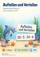 Vorschau - Arbeitsblätter - Aufteilen und Verteilen | Mathematik Klasse 2 | 7 Arbeitsblätter als PDF - Deckblatt