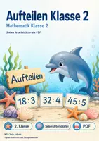 Vorschau - Arbeitsblätter - Aufteilen Klasse 2 | Mathematik Klasse 2 | 7 Arbeitsblätter als PDF - Deckblatt