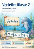 Vorschau - Arbeitsblätter - Verteilen Klasse 2 | Mathematik Klasse 2 | 7 Arbeitsblätter als PDF - Deckblatt