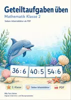 Vorschau - Arbeitsblätter - Geteiltaufgaben üben | Mathematik Klasse 2 | 7 Arbeitsblätter als PDF - Deckblatt