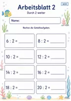 Vorschau - Arbeitsblätter - Geteilt durch 2 | Mathematik Klasse 2 | 7 Arbeitsblätter als PDF - Seite 2