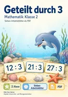 Vorschau - Arbeitsblätter - Geteilt durch 3 | Mathematik Klasse 2 | 7 Arbeitsblätter als PDF - Deckblatt