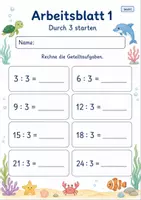 Vorschau - Arbeitsblätter - Geteilt durch 3 | Mathematik Klasse 2 | 7 Arbeitsblätter als PDF - Seite 1