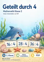 Vorschau - Arbeitsblätter - Geteilt durch 4 | Mathematik Klasse 2 | 7 Arbeitsblätter als PDF - Deckblatt