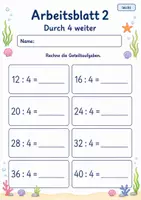 Vorschau - Arbeitsblätter - Geteilt durch 4 | Mathematik Klasse 2 | 7 Arbeitsblätter als PDF - Seite 2