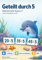 Vorschau - Arbeitsblätter - Geteilt durch 5 | Mathematik Klasse 2 | 7 Arbeitsblätter als PDF - Deckblatt